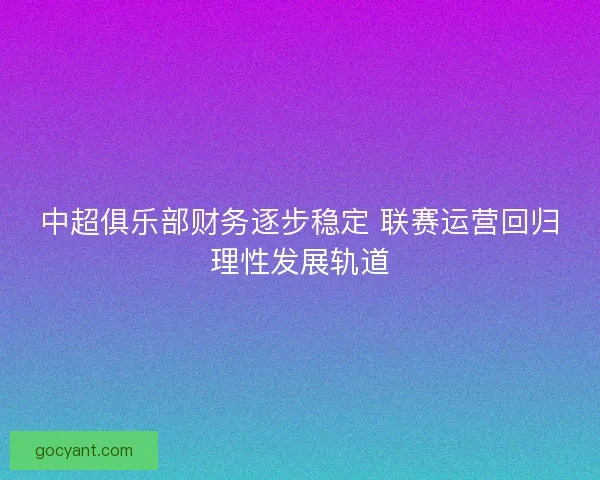 中超俱乐部财务逐步稳定 联赛运营回归理性发展轨道