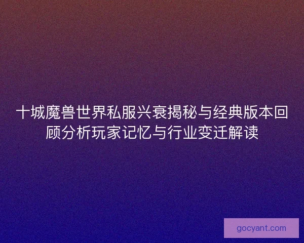 十城魔兽世界私服兴衰揭秘与经典版本回顾分析玩家记忆与行业变迁解读